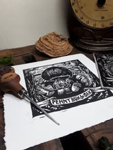 Load image into Gallery viewer, "Penny Bun and Oak" Limited Edition Original Linoprint - Gnostic Forest Art
