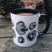 Load image into Gallery viewer, Pen and Ink Shiitake Mushroom Two-Toned Ceramic Mug - Various Colours - Gnostic Forest Art