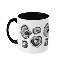 Load image into Gallery viewer, Pen and Ink Shiitake Mushroom Two-Toned Ceramic Mug - Various Colours - Gnostic Forest Art