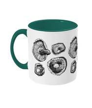 Load image into Gallery viewer, Pen and Ink Shiitake Mushroom Two-Toned Ceramic Mug - Various Colours - Gnostic Forest Art