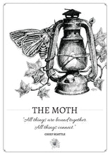 Load image into Gallery viewer, &quot;The Moth&quot; Original Pen and Ink Artwork - Perlino Recycled Print in A4 - Gnostic Forest Art