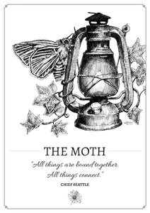 "The Moth" Original Pen and Ink Artwork - Perlino Recycled Print in A4 - Gnostic Forest Art