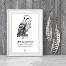 Load image into Gallery viewer, &quot;The Barn Owl&quot; Original Pen and Ink Artwork - Perlino Recycled Print in A4 - Gnostic Forest Art