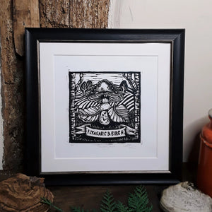 "Fly Agaric and Birch" Limited Edition Original Linoprint - Gnostic Forest Art