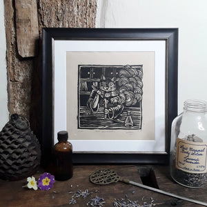 "Alchemy" Limited Edition Original Linoprint on Zerkall Antique Paper - Gnostic Forest Art