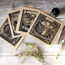 Load image into Gallery viewer, Set of 4 Recycled Mycorrhizal Mushroom Greetings Cards - Gnostic Forest Art