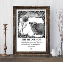 Load image into Gallery viewer, &quot;The Hedgehog&quot; Original Pen and Ink Artwork - Perlino Recycled Print in A4 - Gnostic Forest Art
