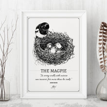 Load image into Gallery viewer, &quot;The Magpie&quot; Original Pen and Ink Artwork - Perlino Recycled Print in A4 - Gnostic Forest Art