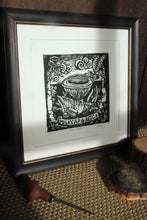 Load image into Gallery viewer, &quot;Milk Cap and Beech&quot; Limited Edition Original Linoprint - Gnostic Forest Art