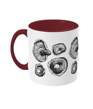 Load image into Gallery viewer, Pen and Ink Shiitake Mushroom Two-Toned Ceramic Mug - Various Colours - Gnostic Forest Art